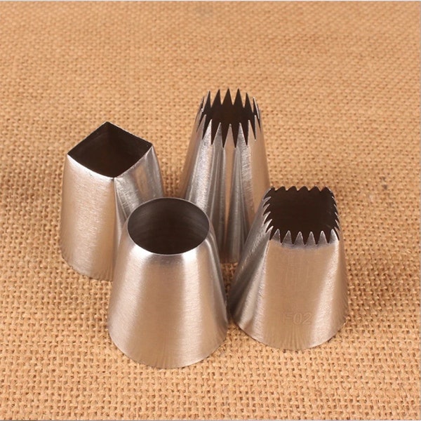 4PCS Stainless Steel Piping tips Cake Nozzles Russian Pastry Tip Icing Piping Nozzle Decorating Tools Fondant Confectionery Sugarcraft