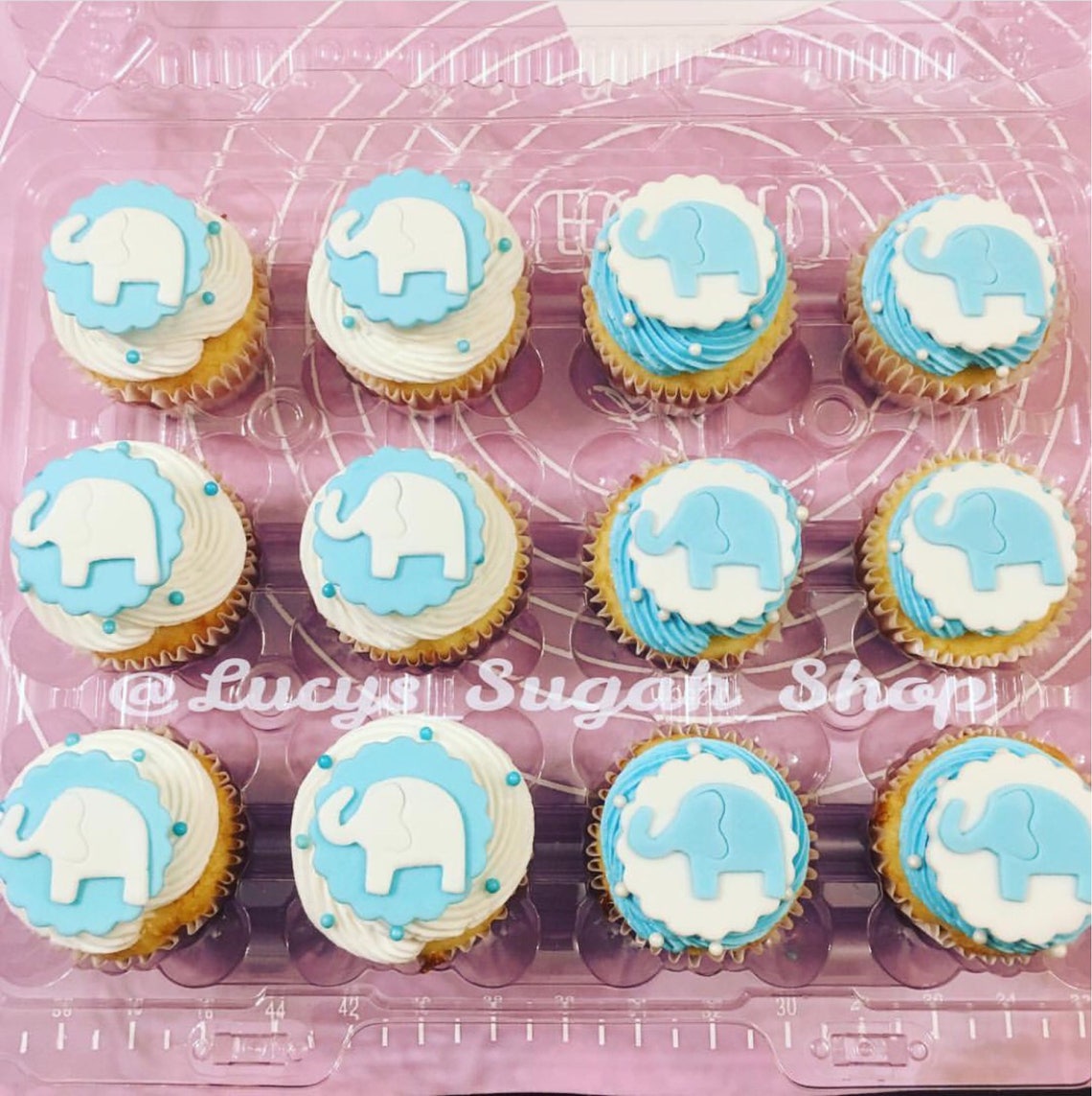 Baby Shower Elephant Cupcake Toppers Any Color Etsy