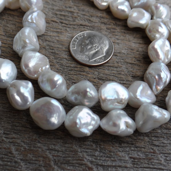 Lovely White Cream Baroque Freshwater Pearls | Straight Drilled | ~10-12.5x8-10mm | Sold in Sets of 6 by Size | Use 28 Gauge+
