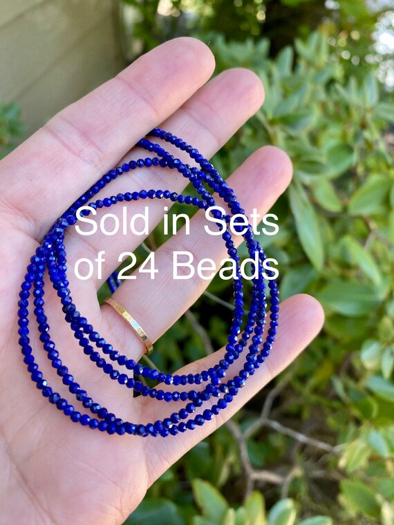 10 Strand AAA Natural 2 MM Lapiz Lazuli Micro Faceted Rondelle Beads 13 Inch Lapiz Lazuli Micro Faceted Rondelle Beads