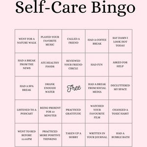 A4 self care bingo instant digital download printable