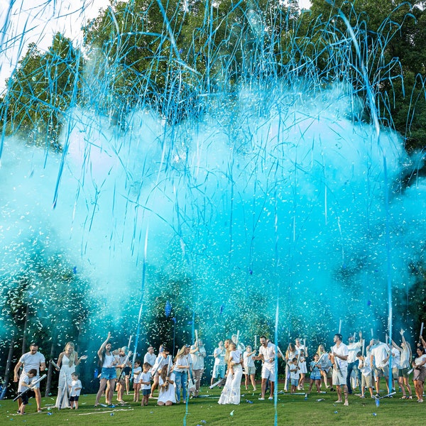 Gender Reveal Cannons  32" - Confetti Powder Streamer Poppers - Gender Reveal Ideas - Baby Shower - Gender Reveal Confetti Cannon