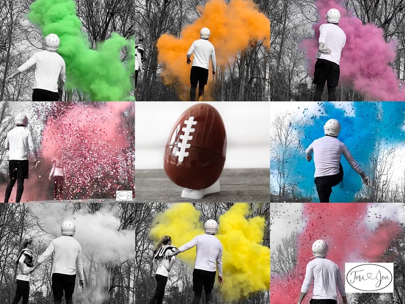 10 Powder & Confetti Gender Football Reveal Ball Gender Reveal Football Ships Same Day Pink, Blue, Purple, Green, Yellow, Orange Red image 2