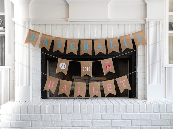 BASEBALL or BALLET Burlap Banner! The Perfect Gender Reveal Theme! Customizable Burlap Banners! Perfect Gender Reveal Ideas!