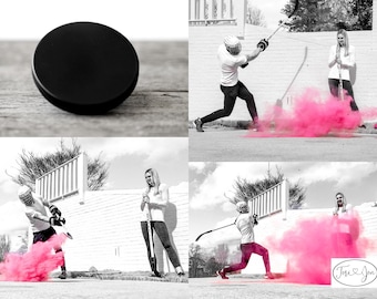 Powder Hockey Puck for Gender Reveals in Pink or Blue Hockey Pucks for the True Hockey Fan! By: Tori & Jon