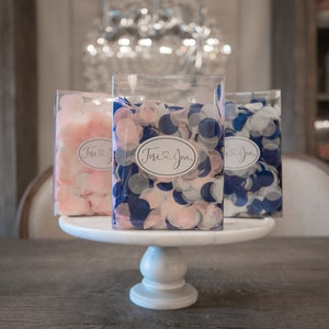 7500 Confetti Circle Decor for Gender Reveals from Posh Collection™ By: Tori & Jon™  Peach Blush Rose Gold Navy Blue Metallic Blue Silver