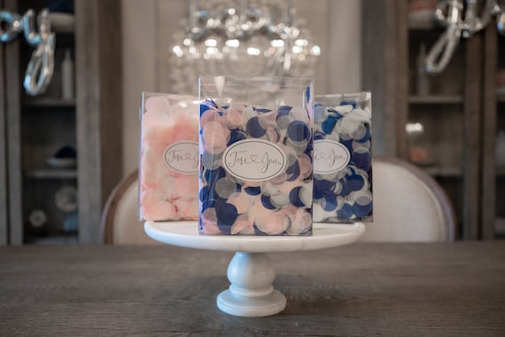 7500 Confetti Circle Decor for Gender Reveals from Posh Collection™ By: Tori & Jon™  Peach Blush Rose Gold Navy Blue Metallic Blue Silver