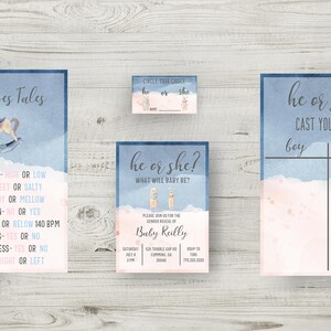 Gender Reveal Invitation Bundle, Decor, and Much More! Instantly Download Invitations, Old Wives Tales, and Voting Ballots