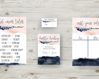 Gender Reveal Invitation Bundle, Decor, and Much More! Instantly Download Invitations, Old Wives Tales, and Voting Ballots