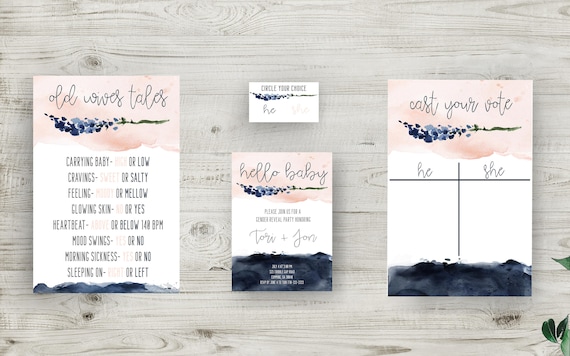 Gender Reveal Invitation Bundle, Decor, and Much More! Instantly Download Invitations, Old Wives Tales, and Voting Ballots
