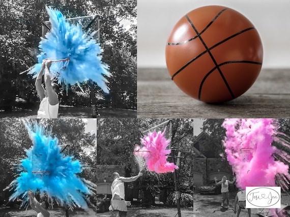 Basketball Gender Reveal Ball Filled w/ Pink or Blue Powder and or Confetti! Gender Reveal Basketball Pair w/ Powder & Confetti Cannons