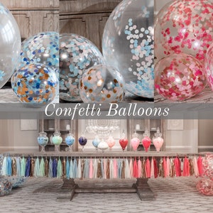 Confetti Balloons 36&quot; 24&quot; 12&quot; for Gender Reveals from the Poof Collection™ By Tori & Jon™ Pink Blue Gender Reveal Decor Pair w/ Cannons
