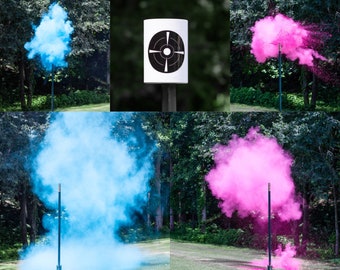 XL Shooting Target Gender Reveal, Skeet Shooting Targets, XL Hanging Targets in Pink, Blue, Green, Purple, Yellow,  Orange Powder Confetti