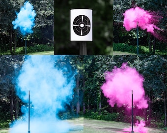 XL Shooting Target Gender Reveal, Skeet Shooting Targets, XL Hanging Targets in Pink, Blue, Green, Purple, Yellow,  Orange Powder Confetti