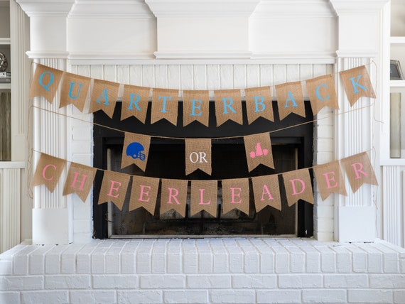 QUARTERBACK or CHEERLEADER Burlap Banner! The Perfect Gender Reveal Theme! Customizable Burlap Banners! Perfect Gender Reveal Ideas!