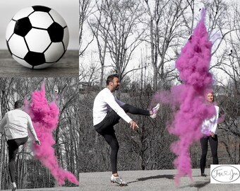 Soccer Ball Gender Reveal w/ Powder & Confetti in Pink, Blue, Green, Yellow, Orange, Purple, White! Soccer Gender Reveal Soccer Ball