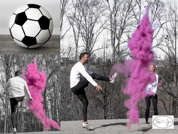 Soccer Ball Gender Reveal w/ Powder & Confetti in Pink, Blue, Green, Yellow, Orange, Purple, White! Soccer Gender Reveal Soccer Ball
