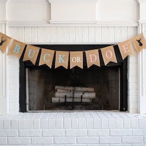 BUCK or DOE Burlap Banner! The Perfect Gender Reveal Theme! Customizable Burlap Banners! Perfect Gender Reveal Ideas!