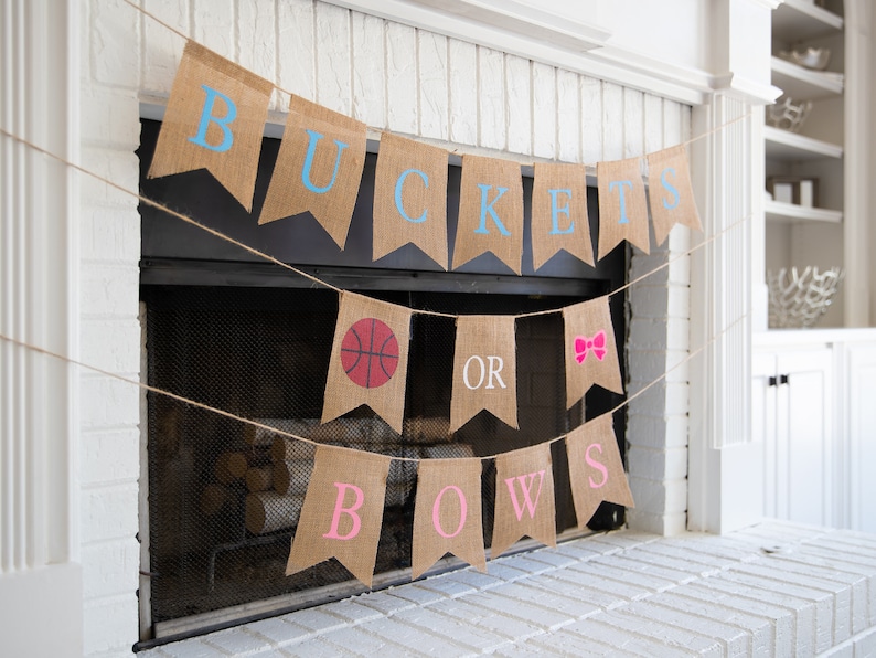 BUCKETS or BOWS Burlap Banner The Perfect Gender Reveal Etsy