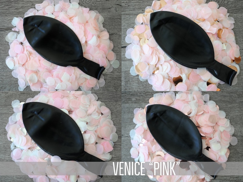 36in Black Gender Reveal Balloon filled with Designer Pink or Blue Confetti Poof Collection™ Posh Collection™ Venice Collection™ Venice Pink
