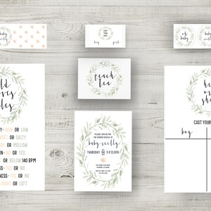 Gender Reveal Invitation Bundle, Decor, and Much More! Instantly Download Invitations, Old Wives Tales, Voting Ballot, Water Bottle Covers