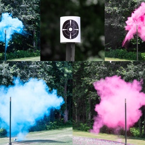Shooting Target Gender Reveal, Skeet Shooting Targets, XL Hanging Targets in Pink, Blue, Green, Purple, Yellow, and Orange Powder Confetti