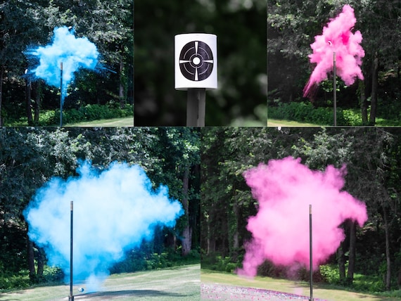 Shooting Target Gender Reveal, Skeet Shooting Targets, XL Hanging Targets in Pink, Blue, Green, Purple, Yellow, and Orange Powder Confetti