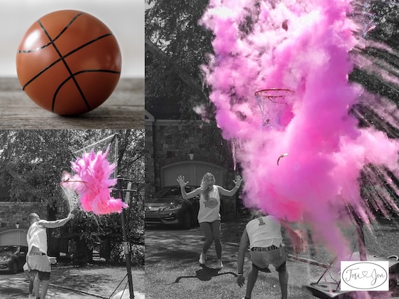 Gender Reveal Basketball Ball Filled w/ Pink or Blue Powder and or Confetti! Basketball Gender Reveal Pair w/ Powder & Confetti Cannons