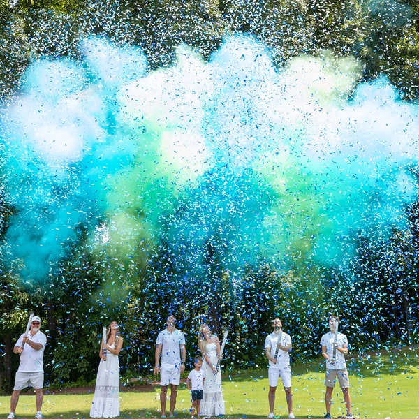 Confetti Powder Gender Reveal Cannons 32" - Smoke Powder Poppers - Unique Gender Reveal Idea- Pink Blue - Gender Reveal Smoke - Baby Shower