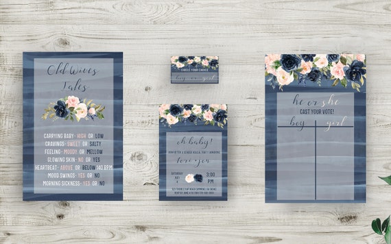 Gender Reveal Invitation Bundle, Decor, and Much More! Instantly Download Invitations, Old Wives Tales, and Voting Ballots