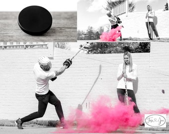 Powder Hockey Puck for Gender Reveals in Pink or Blue Hockey Pucks for the True Hockey Fan! By: Tori & Jon