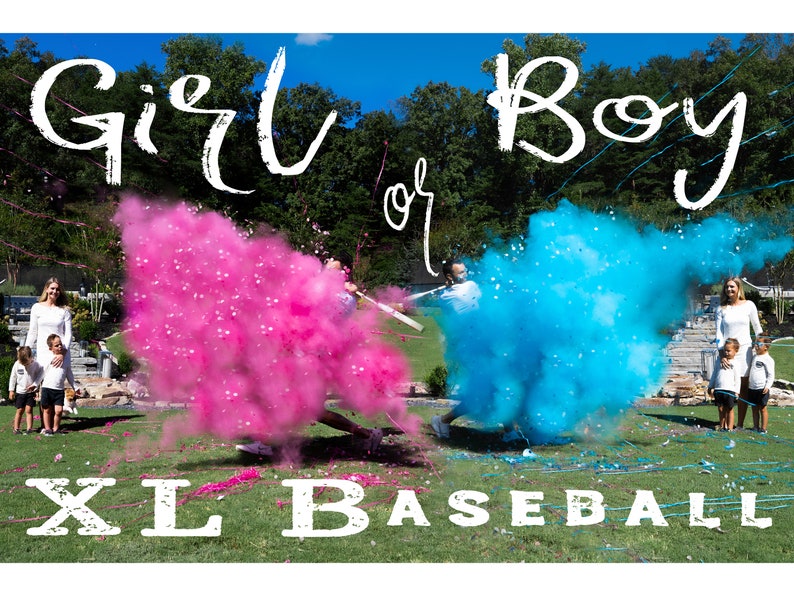 Gender Reveal Baseball Gender Reveal Baseballs in Pink or Blue Filled w/ Powder and or Confetti Pair with Our Cannons Handmade Baseball image 1