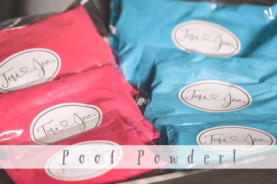 Gender Reveal Powder in Pink Blue Green Red Purple Yellow Orange Poof Powder™ Powder Cannon Powders Gender Reveal Ideas