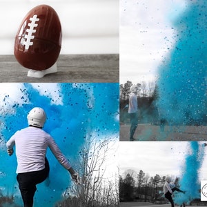 Gender Reveal Football 10 Football Gender Reveal w/ Powder & Confetti Gender Reveal Footballs in Pink, Blue, Purple, Green, Yellow, Orange image 1