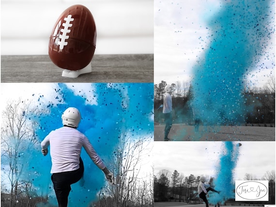Gender Reveal Football 10" Football Gender Reveal w/ Powder & Confetti Gender Reveal Footballs in Pink, Blue, Purple, Green, Yellow, Orange