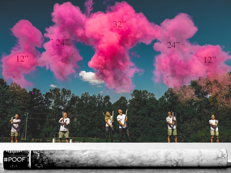 24 Smoke Powder Cannon\u2122 Confetti Cannons and PowderConfetti Cannons in Pink Blue White for Gender Reveals Powder Cannons As seen on TV!