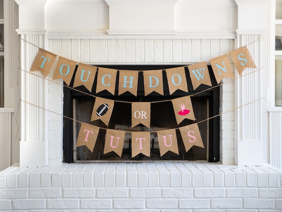 Touchdowns or Tutus Burlap Banner! The Perfect Football Gender Reveal Theme! Customizable Burlap Banners! Perfect Gender Reveal Ideas!
