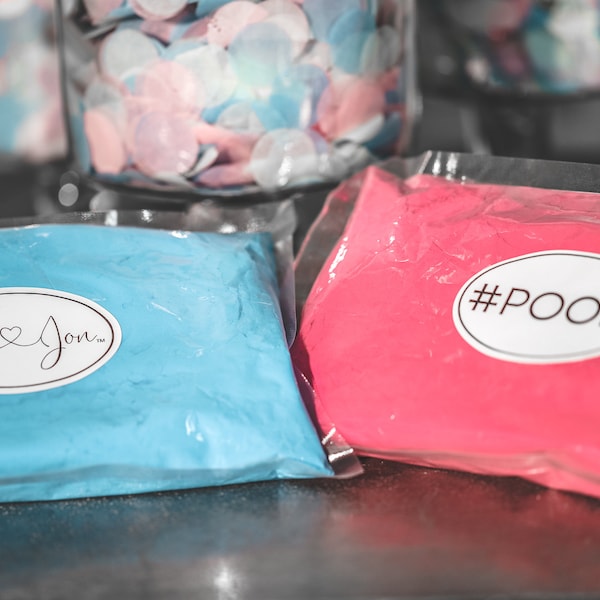 1LB Pink & 1 LB Blue Gender Reveal Powder in Pink Blue Green Red Purple Yellow Orange Poof Powder™ Powder Cannon Powders