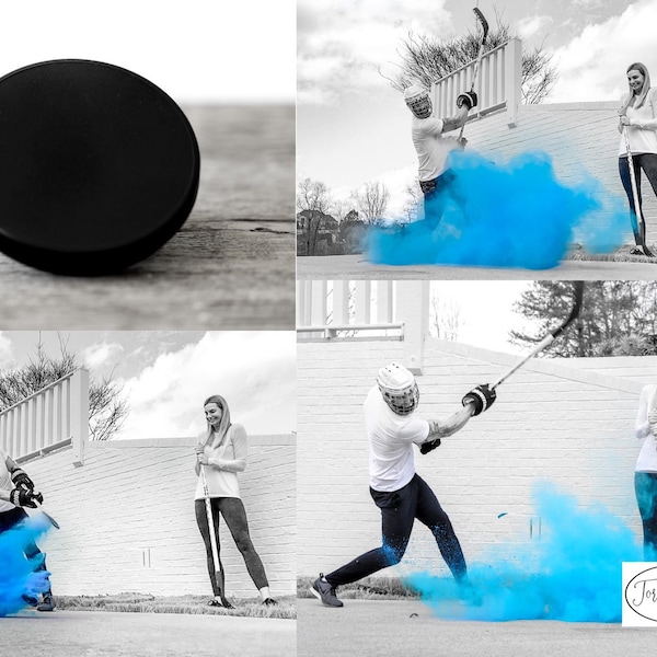 Powder Hockey Puck for Gender Reveals in Pink or Blue Hockey Pucks for the True Hockey Fan!