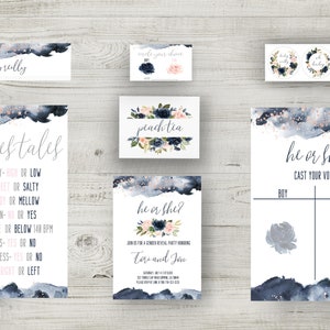 Gender Reveal Invitation Bundle, Decor, and Much More! Instantly Download Invitations, Old Wives Tales, Voting Ballot, Water Bottle Covers