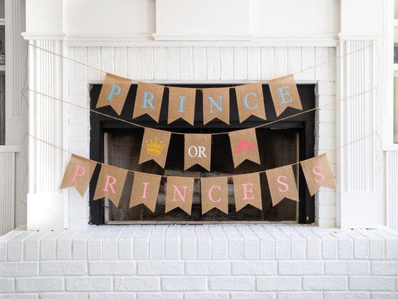 PRINCE or PRINCESS Burlap Banner! The Perfect Gender Reveal Theme! Customizable Burlap Banners! Perfect Gender Reveal Ideas!