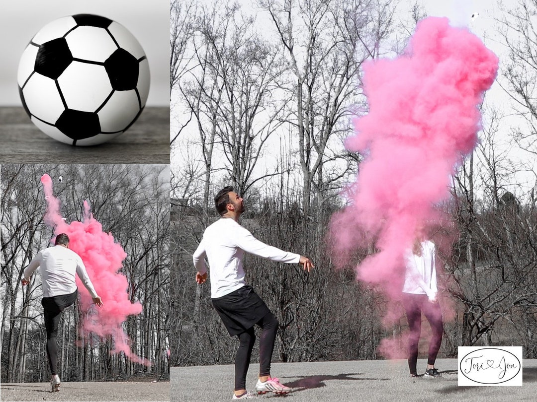 Soccer Ball Gender Reveal W/ Powder & Confetti in Pink, Blue, Green, Yellow, Orange, Purple