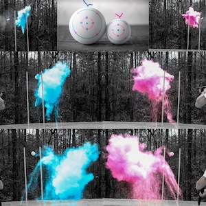XL Shooting Target Gender Reveal Pink or Blue | Powder Confetti Burst Target | Gun Gender Reveal Party Idea image 7