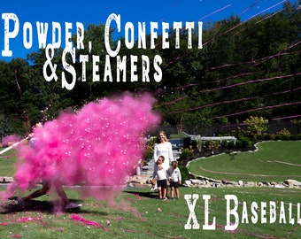 XL Baseball Gender Reveal! Gender Reveal Baseballs in Pink or Blue  Filled w/ Powder and or Confetti! Handmade Baseball