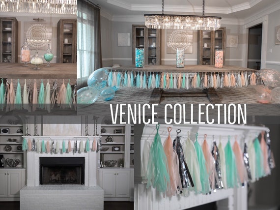 Designer Garland Gender Reveal Tassel Banner from the Venice Collection™ By Tori & Jon™ Perfect Gender Reveal Decor in New Combinations