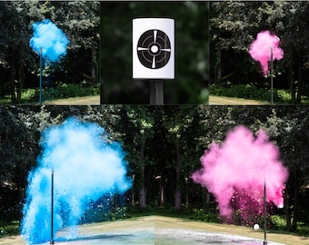Powder Confetti Shooting Target Gender Reveal, Skeet Shooting Targets, XL Hanging Targets in Pink, Blue, Green, Purple, Yellow, and Orange