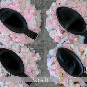 36in Black Gender Reveal Balloon filled with Designer Pink or Blue Confetti Poof Collection™ Posh Collection™ Venice Collection™ Posh Pink