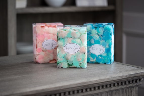 7500 Confetti Circles for Gender Reveal Decor from Venice Collection™ By: Tori & Jon™  Peach Blush Pastel Blue  Mint Gold  Silver Rose Gold