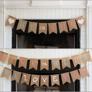 GUNS or GLITTER Burlap Banner The Perfect Gender Reveal Theme Customizable Burlap Banners Perfect Gender Reveal Ideas image 9