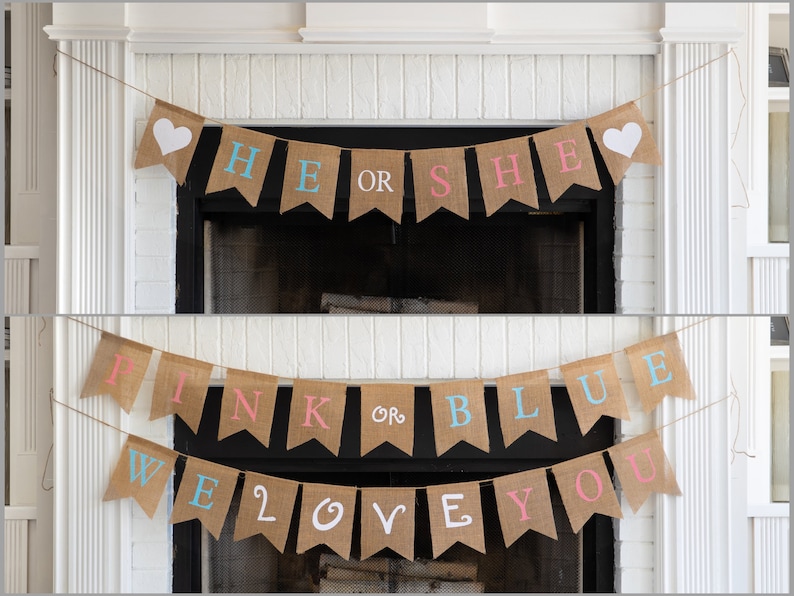 GUNS or GLITTER Burlap Banner The Perfect Gender Reveal Theme Customizable Burlap Banners Perfect Gender Reveal Ideas image 9